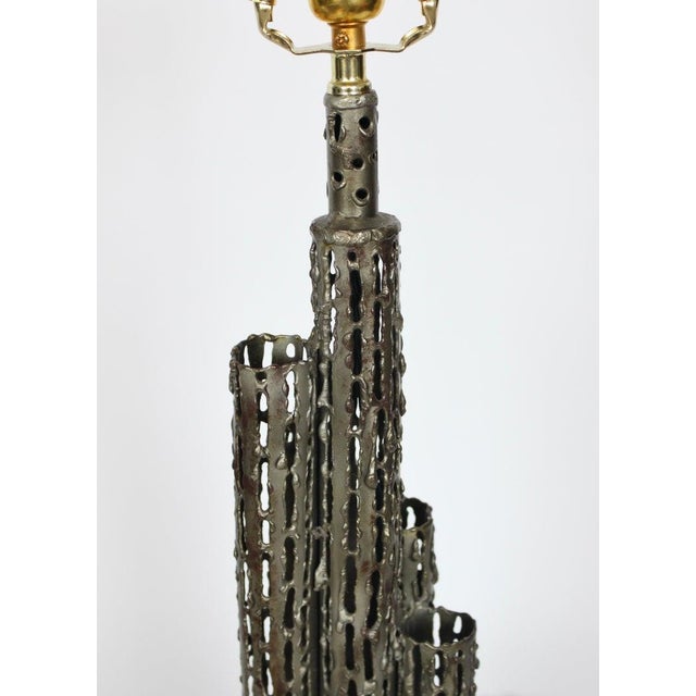 Marcello Fantoni Brutalist Torch Cut Iron "Skyscraper" Table Lamps - A Pair For Sale - Image 12 of 13