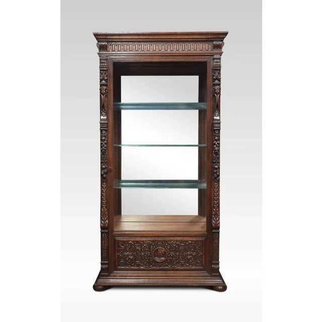 Carved Oak Display Cabinet For Sale - Image 12 of 12