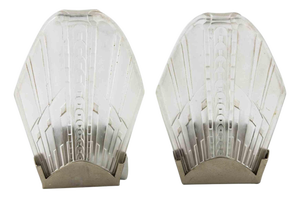 Art Deco French Sconces in Metal and Art Glass, 1940s, Set of 2
