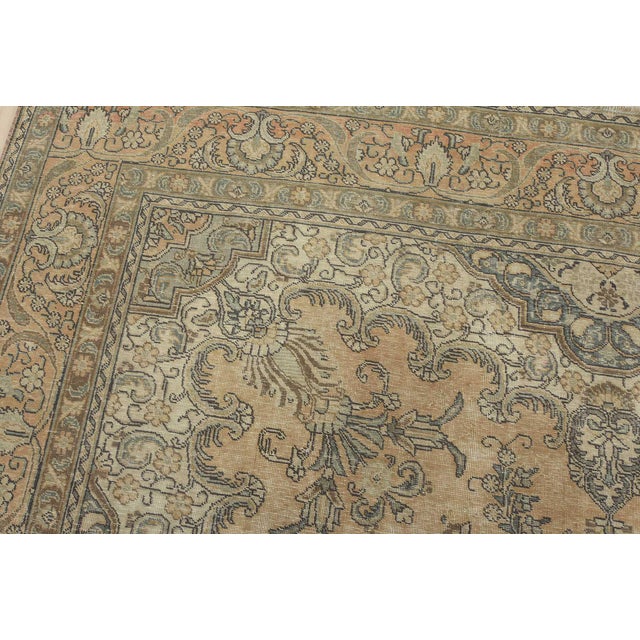Textile Tabriz Rug 9’4” X 12’8” Pink Wool Vintage Distressed Hand-Knotted Carpet For Sale - Image 7 of 15