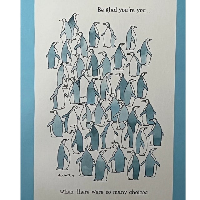 Late 20th Century Sandra Boynton Signed "Be Glad You're You" Penguin Art Print - Custom Framed For Sale In San Francisco - Image 6 of 7
