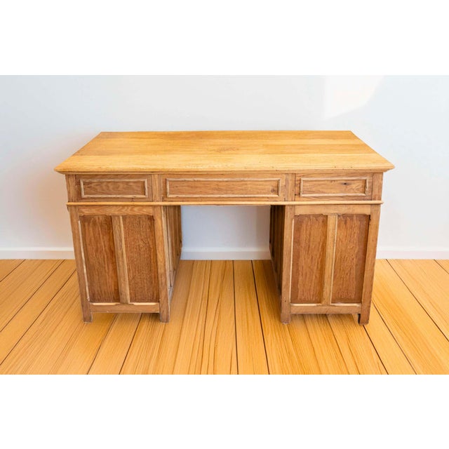 Gothic Revival English Desk of Bleached Oak with Linenfold Motifs, circa 1830 For Sale - Image 9 of 9