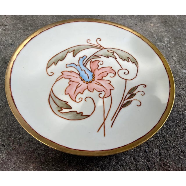 Light Yellow Mismatched Set of Gilt Floral Art Nouveau and Deco Plates Including Kpm of Berlin- a Set of 7 For Sale - Image 8 of 12