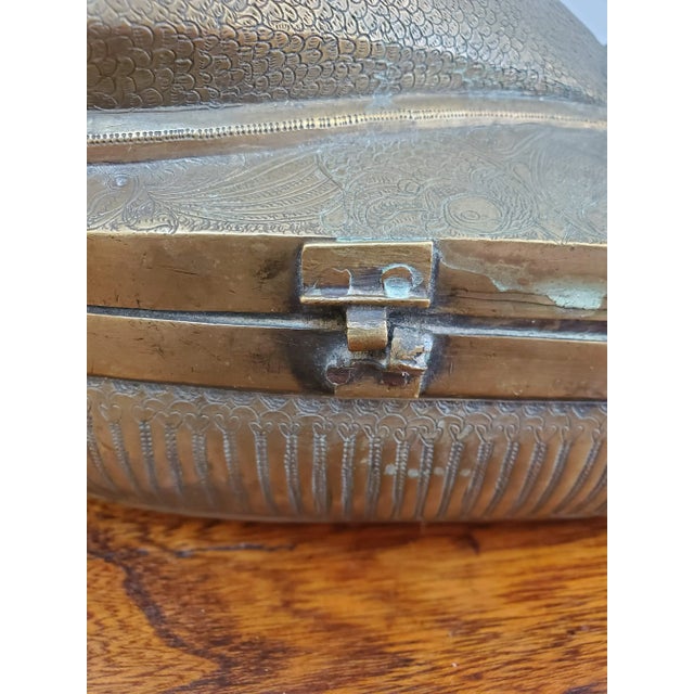 19th Century Anglo-Indian Brass Fish Box With Etched Decoration For Sale - Image 10 of 13