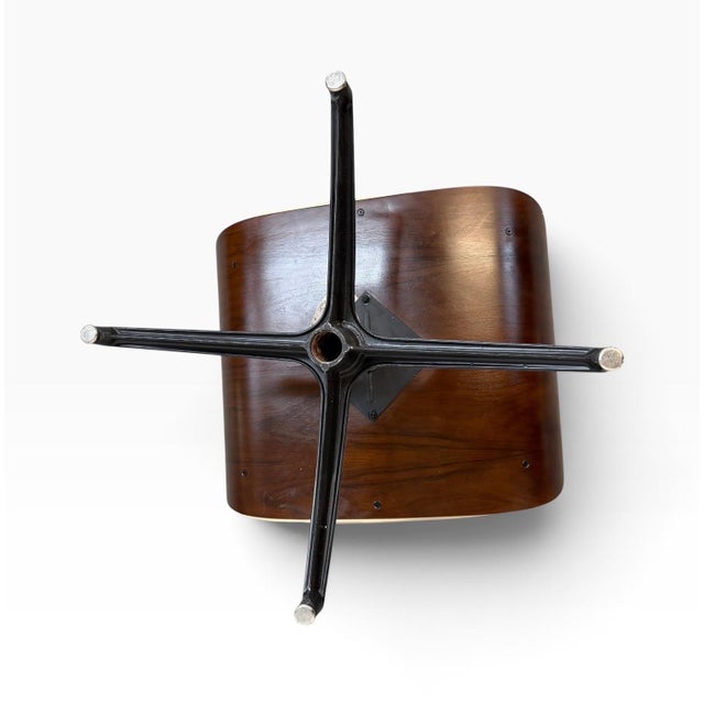 Cream Mid-Century Modern Plycraft Walnut Eames Style Lounge Chair & Ottoman For Sale - Image 8 of 9