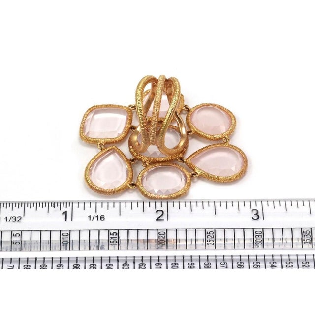 Mid 20th Century Leader Line 18k Rose Gold Sliced Pink Quartz Fancy Flex Top Designer Ring Size 6 For Sale In Miami - Image 6 of 7