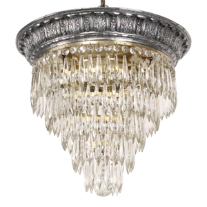 Neoclassical Crystal Wedding Cake Flush Mount Chandelier