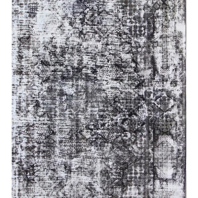 Mid 20th Century Vintage Persian Rug With Modern Design in Shades of Gray & Charcoal For Sale In Atlanta - Image 6 of 9