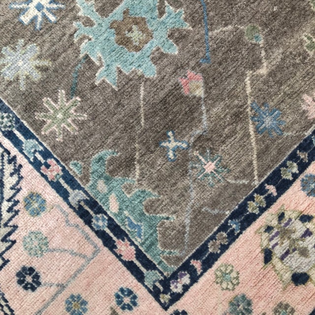 Contemporary Contemporary Turkish Oushak Rug in Warm Brown With Soft Pink Border and Floral Motifs, 9'x12' For Sale - Image 3 of 6
