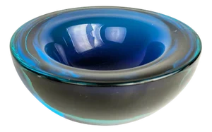 Blue and Violet Sommerso Murano Glass Ashtray attributed to Seguso Vetri d'Arte, 1960s