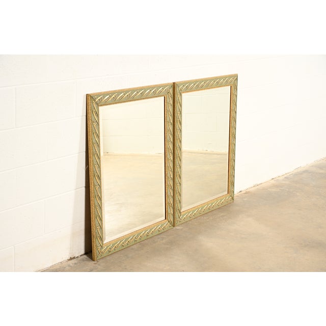 John Widdicomb Style Italian Regency Louis XVI Carved Painted and Gold Gilt Wall Mirror For Sale - Image 11 of 12