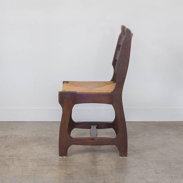 Vintage French Oak Dining Chairs in the Style of Guillerme & Chambron, Set of 6 For Sale In Los Angeles - Image 6 of 16
