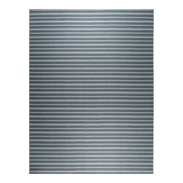 8x10 Lush Timeless Gray Stripe Modern Kilim Flatweave Wool Carpet Rug For Sale