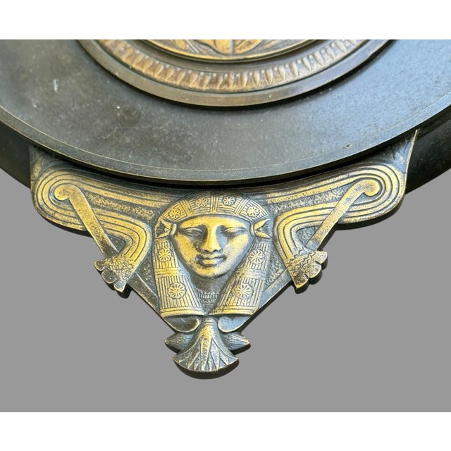 Antique Egyptian Revival Figural Embossed Bronze Footed Compote Tazza Bowl For Sale - Image 6 of 12