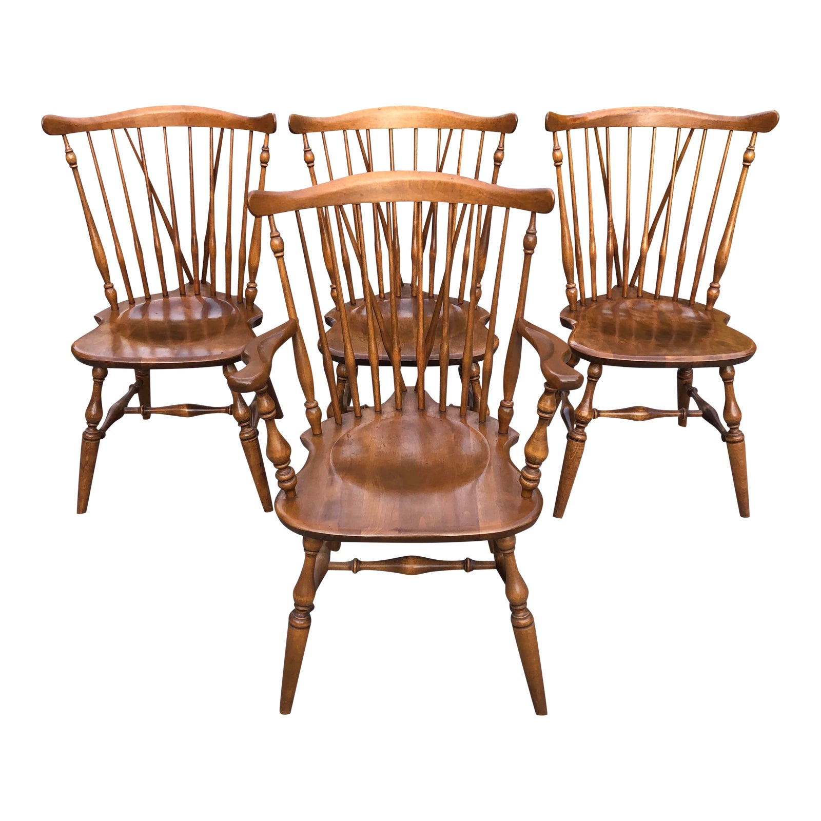 Vintage Ethan Allen Fiddleback Windsor Chairs Set Of 4 5673?aspect=fit&height=1600&width=1600