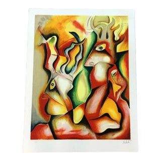 Contemporary Modernist Unframed "Natures Roots" by Alexandra Nechita Signed Litho For Sale