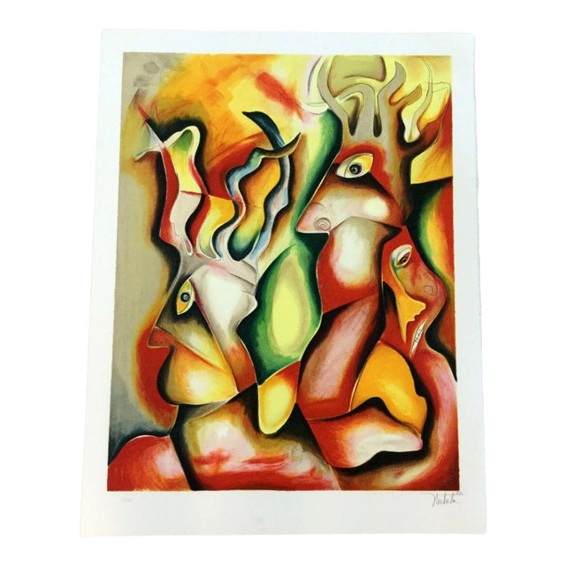 Contemporary Modernist Unframed "Natures Roots" by Alexandra Nechita Signed Litho For Sale