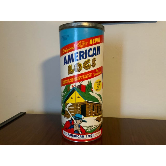 Sky Blue Vintage 1950s Halsam “Original Hewn” American Logs Set No. 815 - Complete & Instructions For Sale - Image 8 of 8