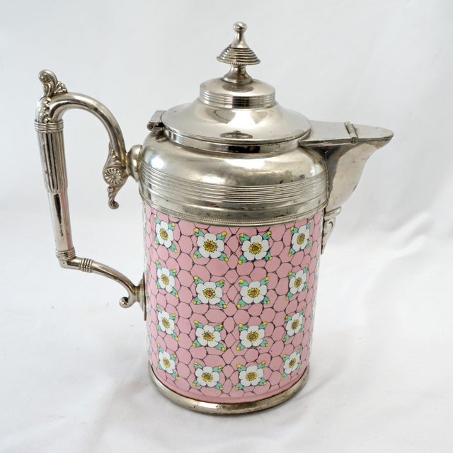 Metal Victorian Graniteware Silverplate, and Enamel Coffee Pot Manning, Bowman & Co Circa 1890 For Sale - Image 7 of 14