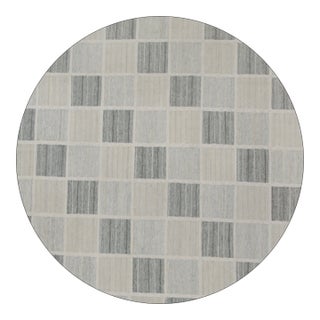 Rug & Kilim’s Scandinavian Style Trapezoid Kilim in Gray With Geometric Pattern - 10x10 For Sale