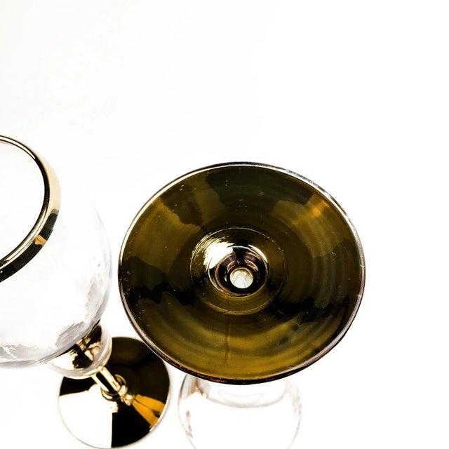 Vintage Gold Stem Rimmed Champagne Glasses For Sale - Image 10 of 11