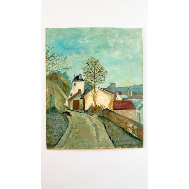 Mid 20th Century Vintage European Village Original Painting on Board For Sale In Dallas - Image 6 of 6