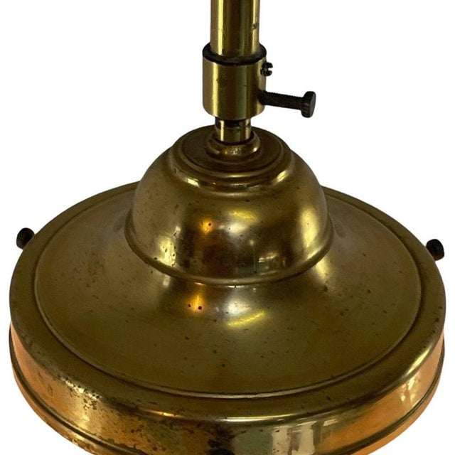 Gold Very Large Art Deco Height Adjustable Pendant Lamp with Opaline Glass and Brass Framework For Sale - Image 8 of 10
