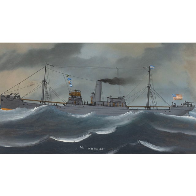 ITALIAN SCHOOL Early 20th Century "SS Dochra". Unsigned. Titled lower center. Gouache, 15" x 24" sight. Framed 27" x 35".