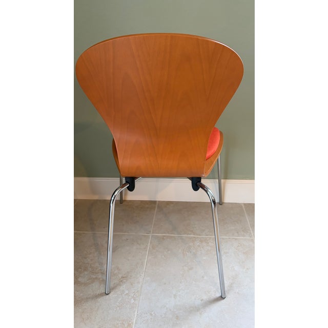 Pair (2) MCM Knoll Studio Sprite Orange Molded Plywood Side Chairs For Sale - Image 10 of 16