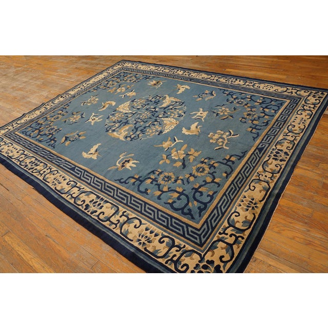 Majestic Blue and Ivory Color With Animalistic and Florid Design Antique Chinese Peking Rug For Sale In New York - Image 6 of 12