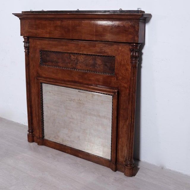 Antique Walnut Fireplace Mirror, 1800s For Sale - Image 10 of 18