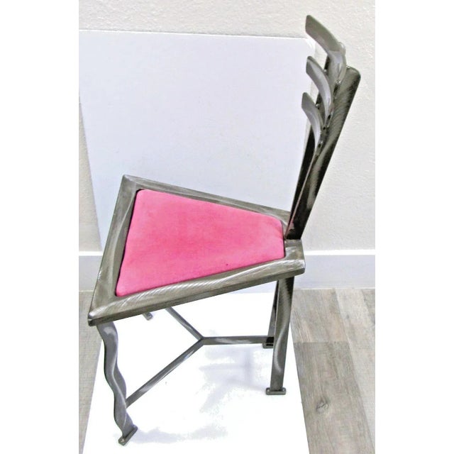 1990s Postmodern Contemporary Welded Steel Artist Signed Accent Chair For Sale In Miami - Image 6 of 17