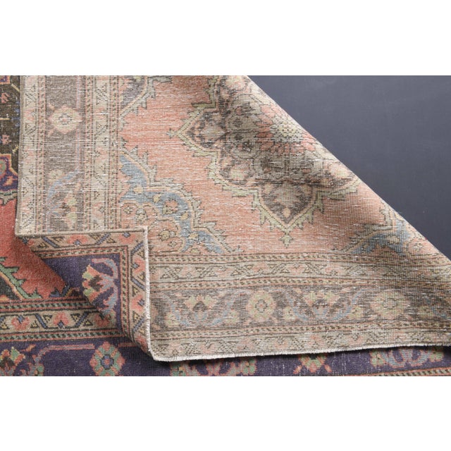 Vintage Turkish Oushak Handmade Wool Cotton Red Runner For Sale - Image 9 of 11