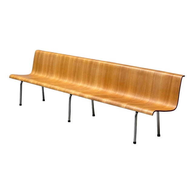Bench in Laminated Beechwood with Tubular Steel Frame, 1960s For Sale