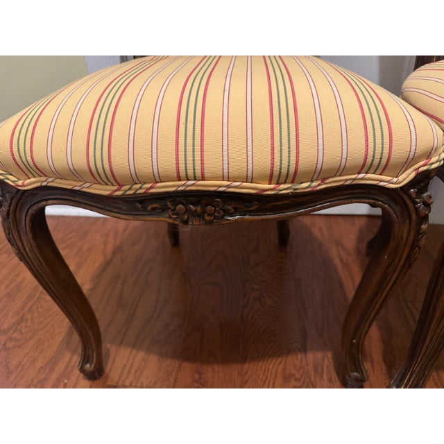Brown Pair of Antique French Louis XV–Style Caned Side Chairs, Upholstered Seat For Sale - Image 8 of 9