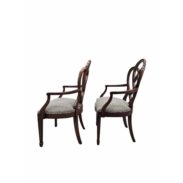 Brown Vintage Ethan Allen Mahogany Dining Armchairs With Interlocking Heart Back Design – 4 For Sale - Image 8 of 12