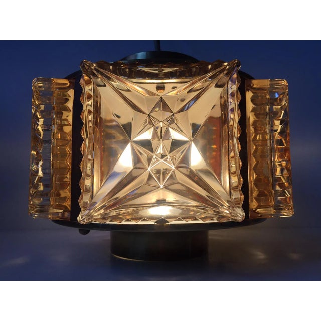 Mid-Century Danish Glass, Rosewood, and Brass Pendant Lamp from Vitrika, 1960s For Sale - Image 6 of 10