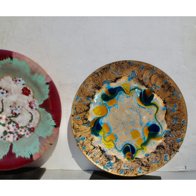 Assembled Set of 3 MCM Enamel Copper Trays - A Set of 3 For Sale - Image 4 of 13