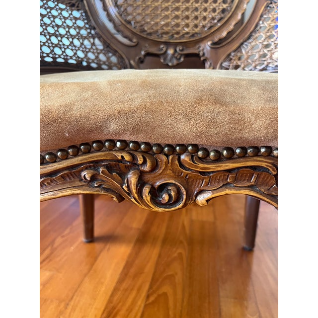 Late 18th Century Imported Italian Walnut Settee With Caned Back, 19th Century For Sale - Image 5 of 7
