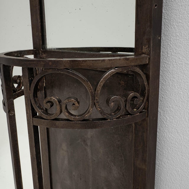 1910s French Wrought Iron Mirror With Coat Rack & Stand For Sale - Image 12 of 18