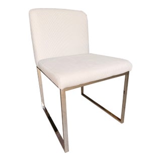 Phillips Collection White Dining Chair With Stainless Steel Legs For Sale