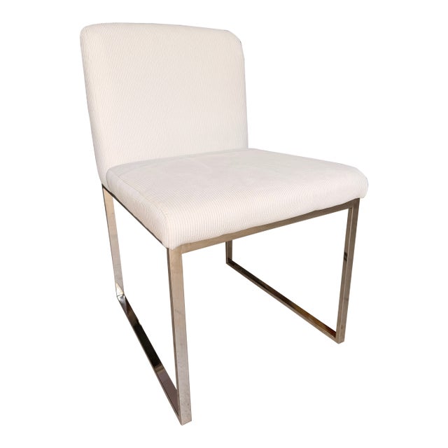 Phillips Collection White Dining Chair With Stainless Steel Legs For Sale
