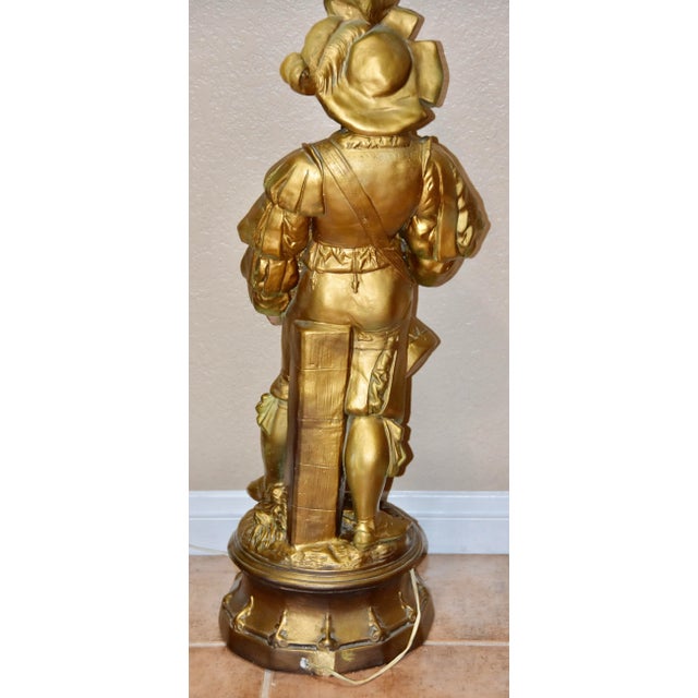 Bronze Figural Victorian Conquistador Soldier Bronzed Chalkware Sculpture Lamp For Sale - Image 8 of 13