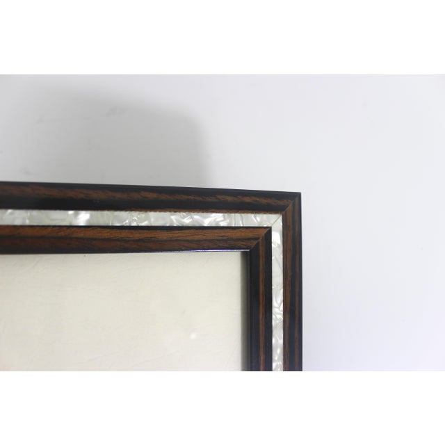Large Vintage Natalini Italian Mother of Pearl Exotic Wood Picture Frame 8x10” Photo, Table Top Easel Inlaid Vertical Horizontal Photograph For Sale - Image 6 of 8