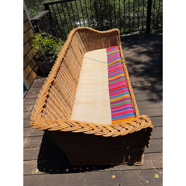 Bright Pink 1970s California Wicker Works Sofa For Sale - Image 8 of 9