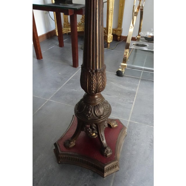 1970s Neo-Classical Side Table in Leather Wood and Bronze, 1970s For Sale - Image 5 of 10