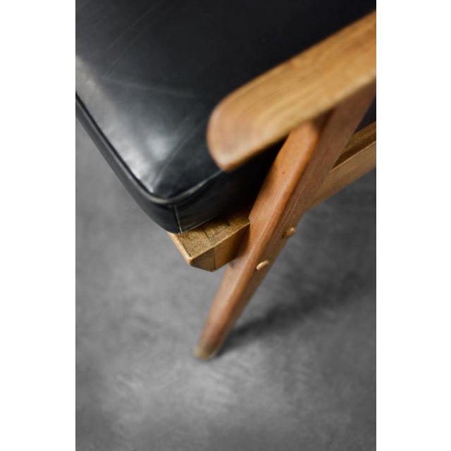 Mid-Century Modern German Oak and Black Leather Sofa, 1960s For Sale - Image 18 of 18