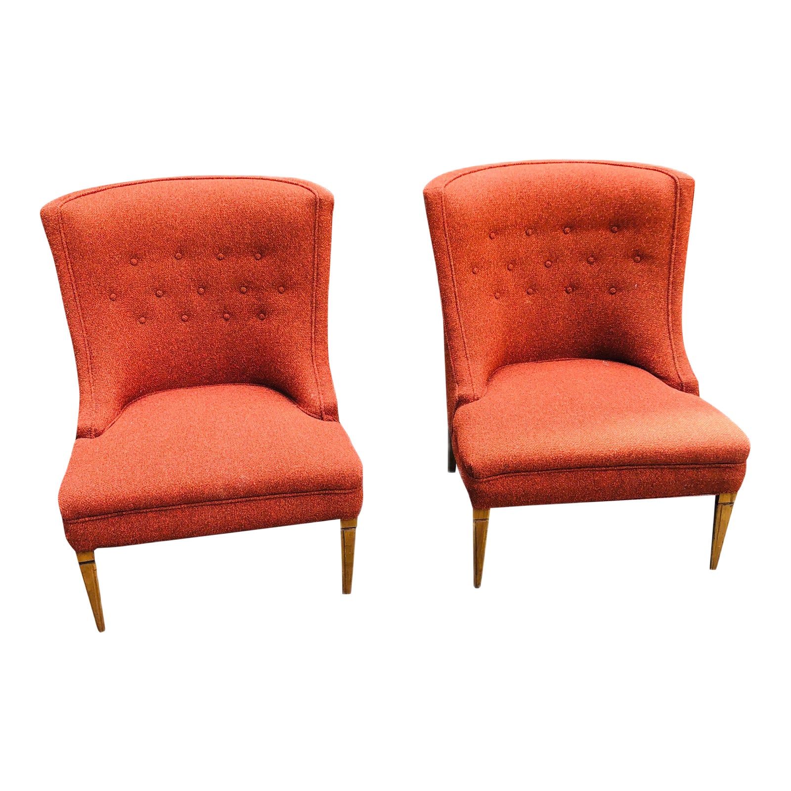 Mid Century Modern Burnt Orange Chairs A Pair Chairish