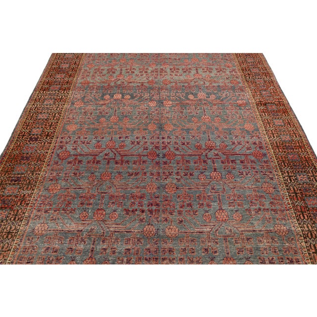 Antique Khotan Rug With Pomegranate Motif in Muted Terracotta & Slate Gray, Wool Area Rug For Sale - Image 10 of 10