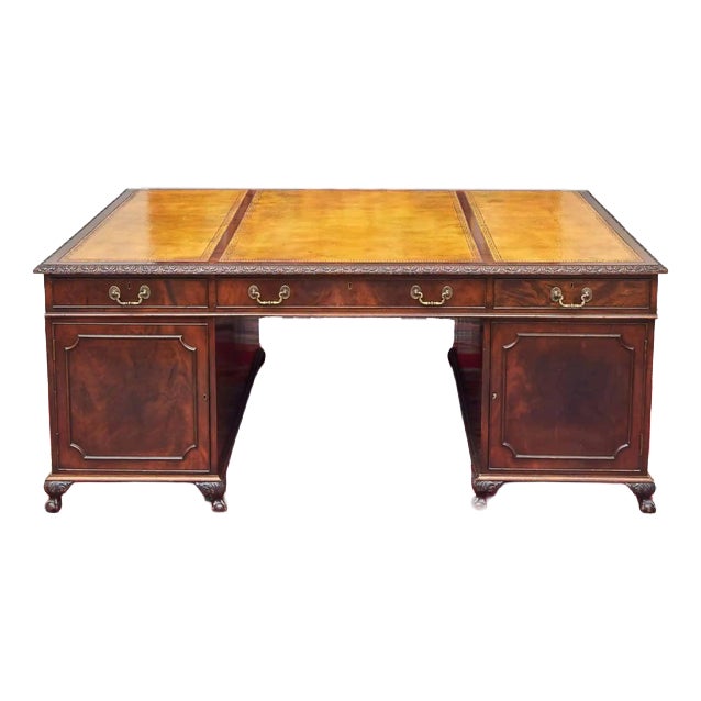 Antique Large Carved Chappendale Writing Desk For Sale